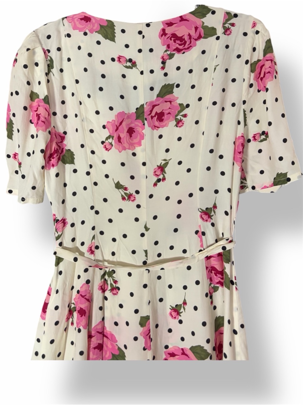 LPA Bambina Dress in Dotty Rose Floral Polkadot Button Front Belted Midi S - Picture 6 of 9